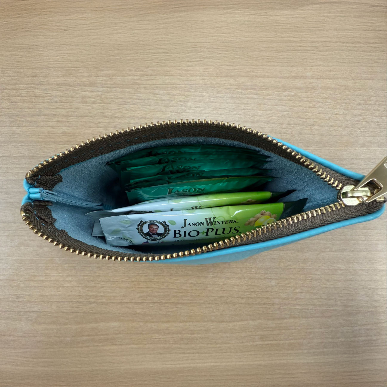 多機能性【本革スモールポーチ】(ブルー) ブルー ブルー