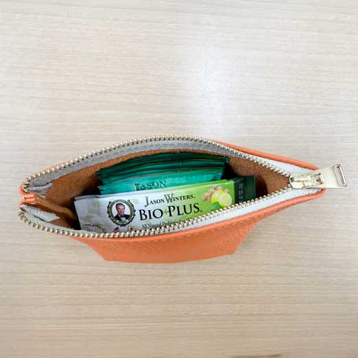 多機能性【本革スモールポーチ】(オレンジ) オレンジ オレンジ