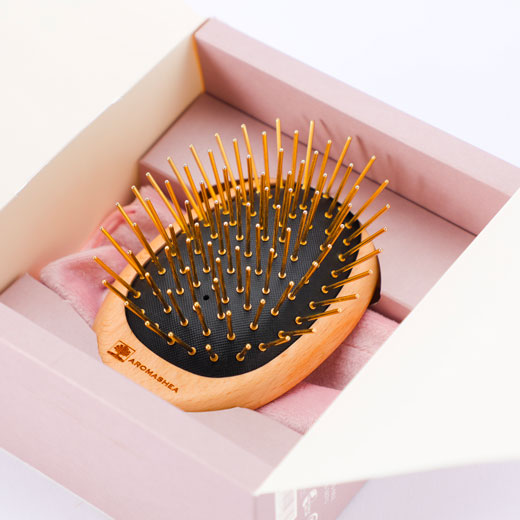 アロマシア ゴールドヘアブラシ 【ハンディタイプ】 帯電防止 24金コーティング