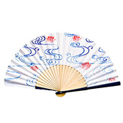 暑い夏に 扇子(蓮_紺)耐水性・難燃性 ケース付き