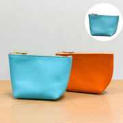 多機能性【本革スモールポーチ】(ブルー)