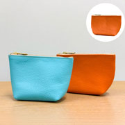 多機能性【本革スモールポーチ】(オレンジ)